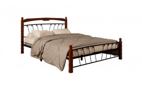 Кровать "Муза 1" КМД10  Черная (1400*2000) (ножки-махагон) с коваными изделиями в Нягани - nyagan.ok-mebel.com | фото 1