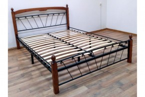 Кровать "Муза 1" КМД10 Черная (1600*2000) (ножки-махагон) с коваными изделиями в Нягани - nyagan.ok-mebel.com | фото 2