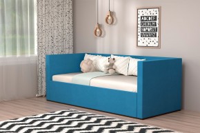 Кровать с ПМ (арт.030) (с/м 900*2000мм) (б/матр), ткань синяя в Нягани - nyagan.ok-mebel.com | фото