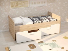 Кровать Умка К-001 + ящики (Дуб Сонома/Белый глянец) в Нягани - nyagan.ok-mebel.com | фото