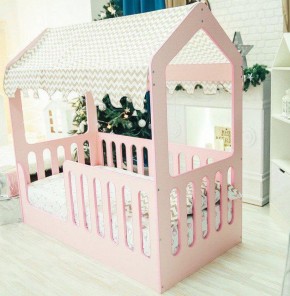 Кровать-домик без ящика 800*1600 (Розовый) в Нягани - nyagan.ok-mebel.com | фото