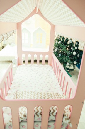 Кровать-домик без ящика 800*1600 (Розовый) в Нягани - nyagan.ok-mebel.com | фото 3