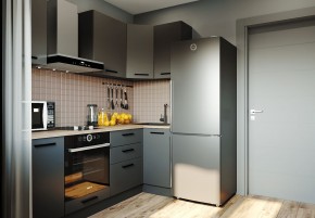 Кухня угловая Антрацит 2200х1000 (Стол. 38мм) в Нягани - nyagan.ok-mebel.com | фото