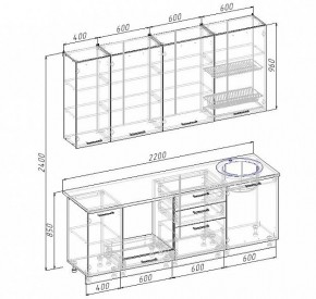 Кухонный гарнитур Антрацит 2200 (Стол. 26мм) в Нягани - nyagan.ok-mebel.com | фото 3