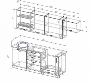 Кухонный гарнитур Антрацит 2550 (Стол. 26мм) в Нягани - nyagan.ok-mebel.com | фото 2