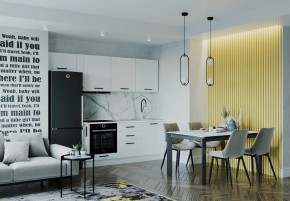 Кухонный гарнитур Белый Глянец 2550 (Стол. 38мм) в Нягани - nyagan.ok-mebel.com | фото