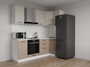 Кухонный гарнитур угловой Каппучино 2200*1000 (Стол. 26мм) в Нягани - nyagan.ok-mebel.com | фото