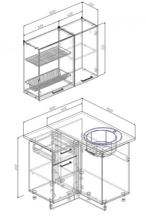 Кухонный гарнитур угловой Лофт 1000х1000 (Стол. 38мм) в Нягани - nyagan.ok-mebel.com | фото 2