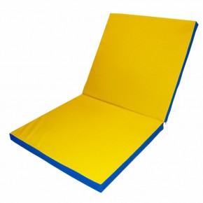 Мат гимнастический 2х1х0,1м складной цв. синий-желтый в Нягани - nyagan.ok-mebel.com | фото