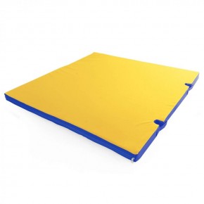 Мат гимнастический 1х1х0,08м с вырезом под стойки цв. синий-желтый в Нягани - nyagan.ok-mebel.com | фото 1