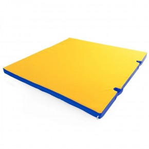 Мат гимнастический 1х1х0,05м с вырезом под стойки цв. синий-желтый в Нягани - nyagan.ok-mebel.com | фото 1
