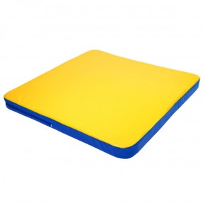 Мат гимнастический 1,36х1,36х0,08м складной закругленные углы цв. синий-желтый (для ДСК Игрунок) в Нягани - nyagan.ok-mebel.com | фото