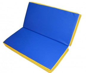 Мат гимнастический 1х1х0,08м складной цв. синий-желтый в Нягани - nyagan.ok-mebel.com | фото
