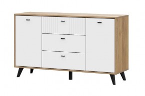 МИЛАН Комод 3 ящика двухстворчатый (Белый Матовый) в Нягани - nyagan.ok-mebel.com | фото