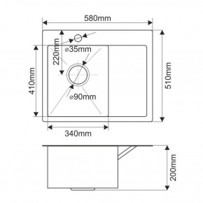 Мойка HD5851L MELANA ProfLine 3,0/200 САТИН врезная прямоугольная с коландером HD5851L в Нягани - nyagan.ok-mebel.com | фото 2