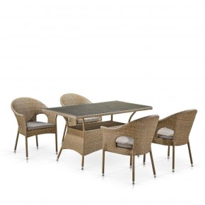 Обеденный комплект плетеной мебели T198B/Y79B-W56 Light Brown (4+1) в Нягани - nyagan.ok-mebel.com | фото