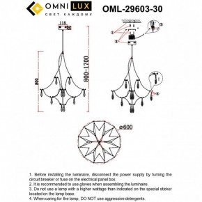 Подвесная люстра Omnilux Perelli OML-29603-30 в Нягани - nyagan.ok-mebel.com | фото 10