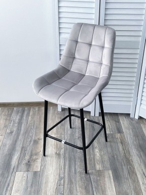 Полубарный стул ХОФМАН, цвет H-09 Светло-серый, велюр / черный каркас H=63cm М-City в Нягани - nyagan.ok-mebel.com | фото 4