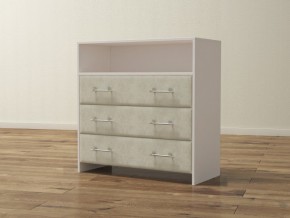 PROxSON Комод Varna (ЛДСП Белая+ткань Белый/Savana Milk (молочный)) 90x40 в Нягани - nyagan.ok-mebel.com | фото