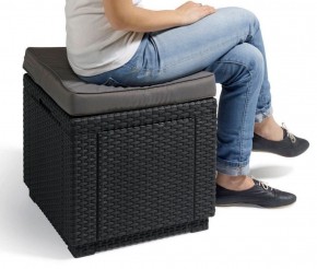 Пуфик Куб с подушкой (Cube with cushion) коричневый - серо-бежевый* в Нягани - nyagan.ok-mebel.com | фото 2