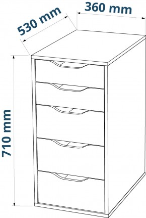 S01026 Ингар 5 комод 36x71x53, серо-бирюзовый в Нягани - nyagan.ok-mebel.com | фото 3