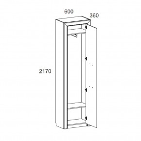 Шкаф 1DW, OLIVIA, цвет вудлайн крем/дуб анкона в Нягани - nyagan.ok-mebel.com | фото 2