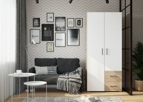 Шкаф 2-х створчатый с ящиками VICTOR (Сонома-Белый) в Нягани - nyagan.ok-mebel.com | фото 3