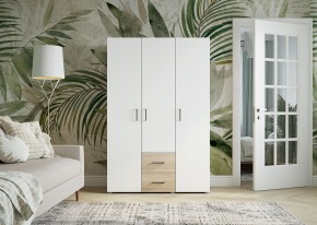 Шкаф 3-х створчатый с ящиками VICTOR (Сонома-Белый) в Нягани - nyagan.ok-mebel.com | фото 3