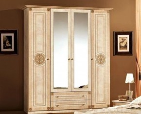 Шкаф 4-х дверный с зеркалами (02.144) Рома (беж) в Нягани - nyagan.ok-mebel.com | фото
