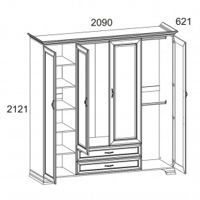 Шкаф 4D2S Z, TIFFANY, цвет вудлайн кремовый в Нягани - nyagan.ok-mebel.com | фото