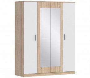 Шкаф 4х дверный с зеркалами Уют СБ-2750/1 (Дуб Сонома/Белый) в Нягани - nyagan.ok-mebel.com | фото