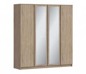 Шкаф 4х дверный с зеркалами Веста СБ-3082 (Дуб Сонома) в Нягани - nyagan.ok-mebel.com | фото