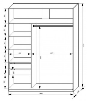 Шкаф-купе 1800 серии SOFT D1+D3+B2+PL1 (2 ящика+1штанга) профиль «Графит» в Нягани - nyagan.ok-mebel.com | фото 3