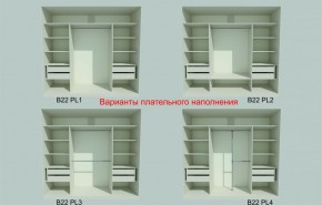 Шкаф-купе 2450 серии NEW CLASSIC K6Z+K1+K6+B22+PL2 (по 2 ящика лев/прав+1 штанга+1 полка) профиль «Капучино» в Нягани - nyagan.ok-mebel.com | фото 6