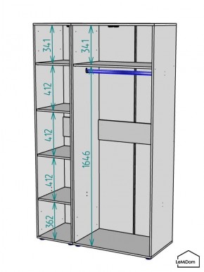 Шкаф Linnea MHR-3-1 2050х1200х510 (ДВ-М 11.1.25) в Нягани - nyagan.ok-mebel.com | фото 3
