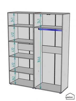 Шкаф Linnea MHR-4-1 2050х1600х510 (Белый-М 11.1.2) в Нягани - nyagan.ok-mebel.com | фото 3