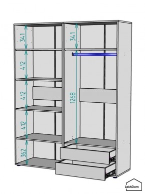 Шкаф Linnea MHR-4-2 2050х1600х510 (ДВ-М 11.1.25) в Нягани - nyagan.ok-mebel.com | фото 3