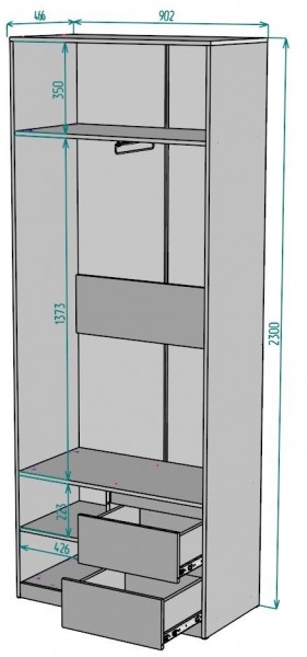 Шкаф Мальта H196 в Нягани - nyagan.ok-mebel.com | фото 2