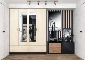 Шкаф Ронда ШК-4 с зеркалом (венге/беленый дуб) в Нягани - nyagan.ok-mebel.com | фото 3