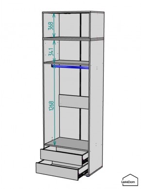 Шкаф с антресолью Linnea MHR-2POA-3 2450х800х510 (Белый-М 11.1.2) в Нягани - nyagan.ok-mebel.com | фото 3