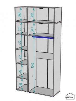 Шкаф с антресолью Linnea MHR-3A-1 2450х1200х510 (Графит-М 11.1.25) в Нягани - nyagan.ok-mebel.com | фото 3
