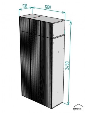 Шкаф с антресолью Linnea MHR-3POA-2 2450х1200х510 (Белый-М 11.1.2) в Нягани - nyagan.ok-mebel.com | фото 2