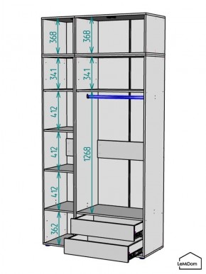 Шкаф с антресолью Linnea MHR-3POA-2 2450х1200х510 (Белый-М 11.1.2) в Нягани - nyagan.ok-mebel.com | фото 3