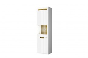 Шкаф с витриной 1V1D P, TORINO, цвет белый/Дуб наварра в Нягани - nyagan.ok-mebel.com | фото