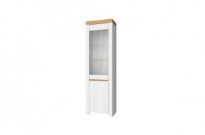 Шкаф с витриной  1V1D, TAURUS, цвет белый/дуб вотан в Нягани - nyagan.ok-mebel.com | фото