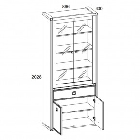 Шкаф с витриной 2V2D1S, MAGELLAN, цвет Сосна винтаж в Нягани - nyagan.ok-mebel.com | фото 2