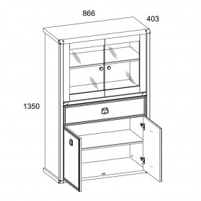 Шкаф с витриной 2V2D1SL, MAGELLAN, цвет Сосна винтаж в Нягани - nyagan.ok-mebel.com | фото 3