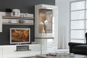 Шкаф с витриной 3D/TYP 01L, LINATE ,цвет белый/сонома трюфель в Нягани - nyagan.ok-mebel.com | фото 6