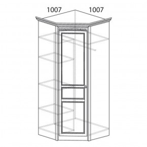 Шкаф угловой №183 "Лючия" Фасад зеркало (Угол 1007*1007) Дуб оксфорд в Нягани - nyagan.ok-mebel.com | фото 2