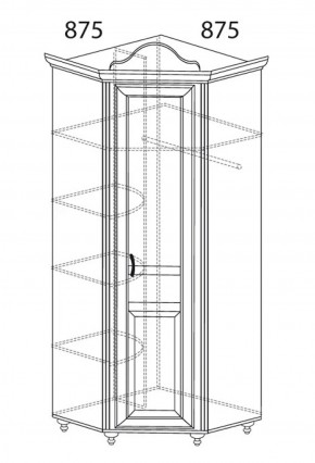 Шкаф угловой №562 "Алиса" (угол 875*875) в Нягани - nyagan.ok-mebel.com | фото 2